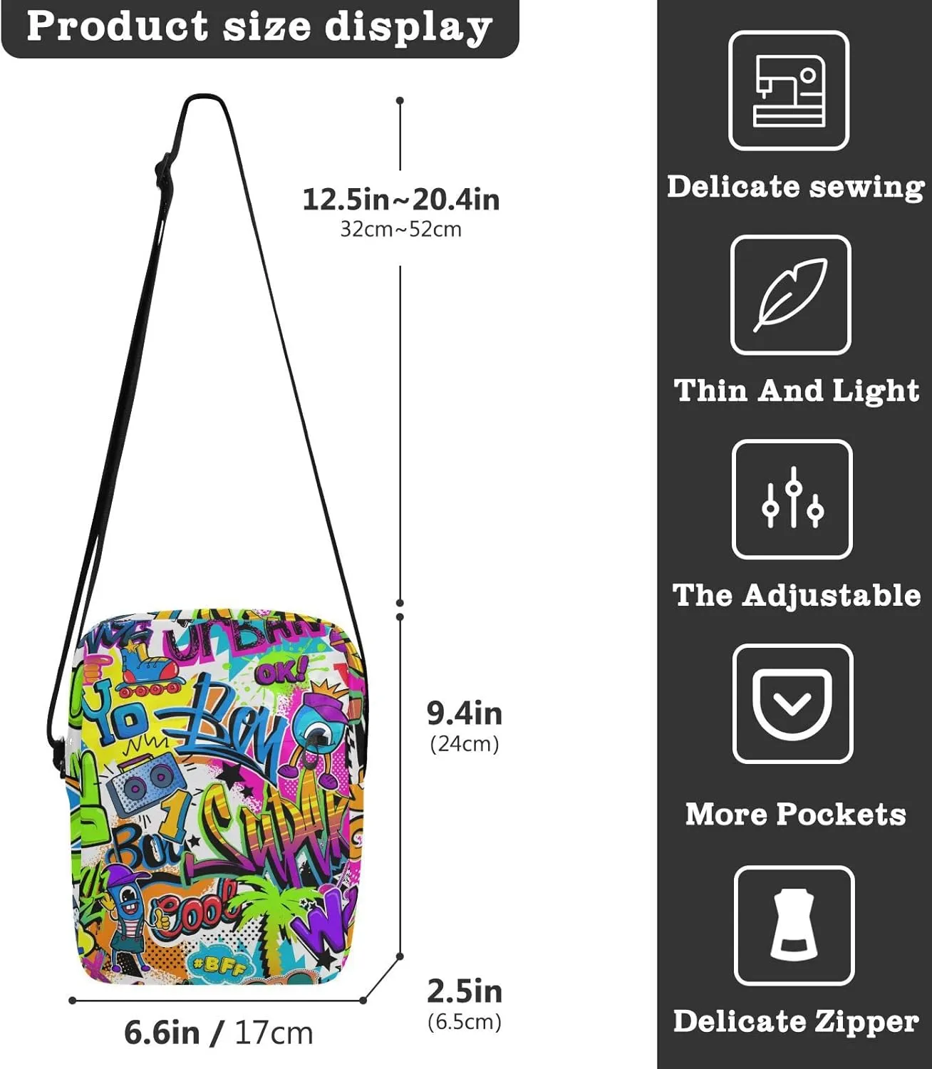 Oyihfvs Messenger Bag, Men's Crossbody Bag, Women's Crossbody Bag with Adjustable Strap