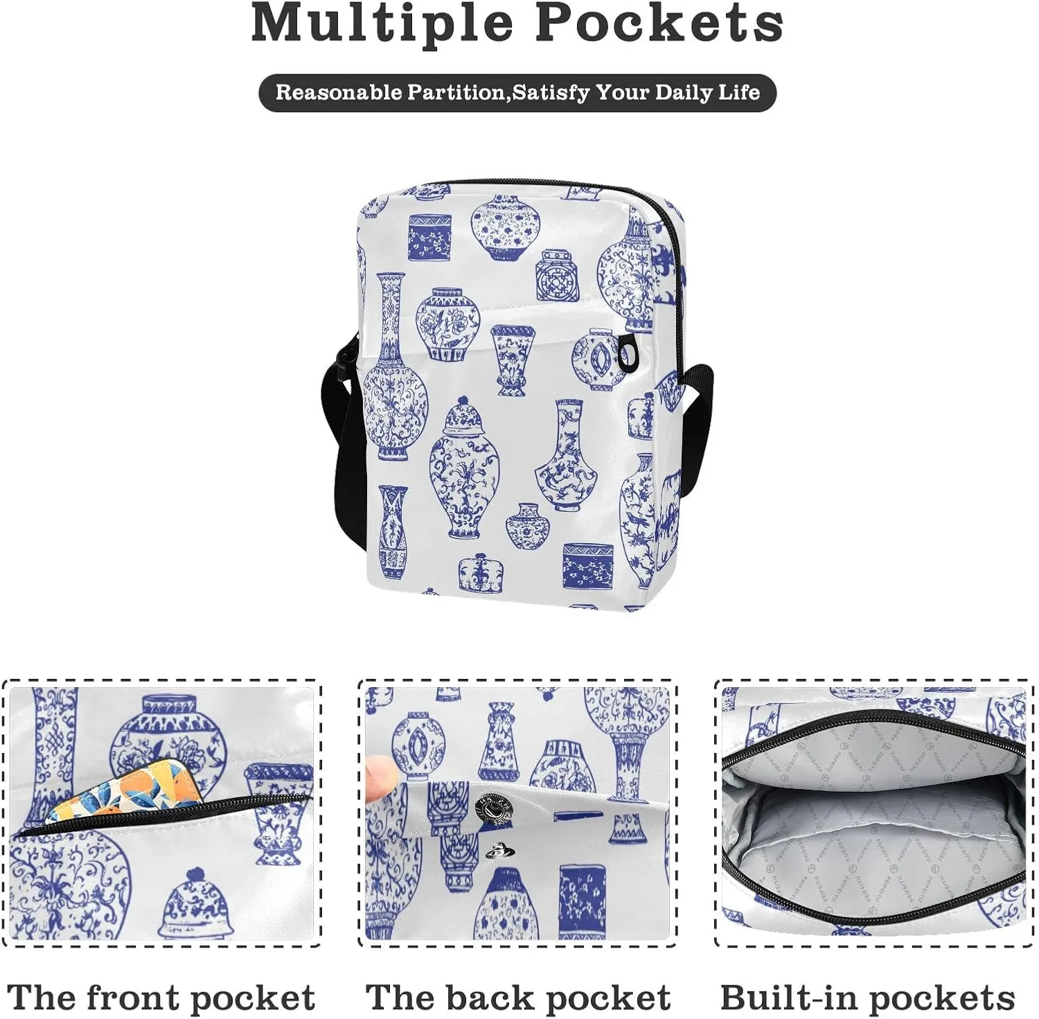 Oyihfvs Messenger Bag, Men's Crossbody Bag, Women's Crossbody Bag with Adjustable Strap