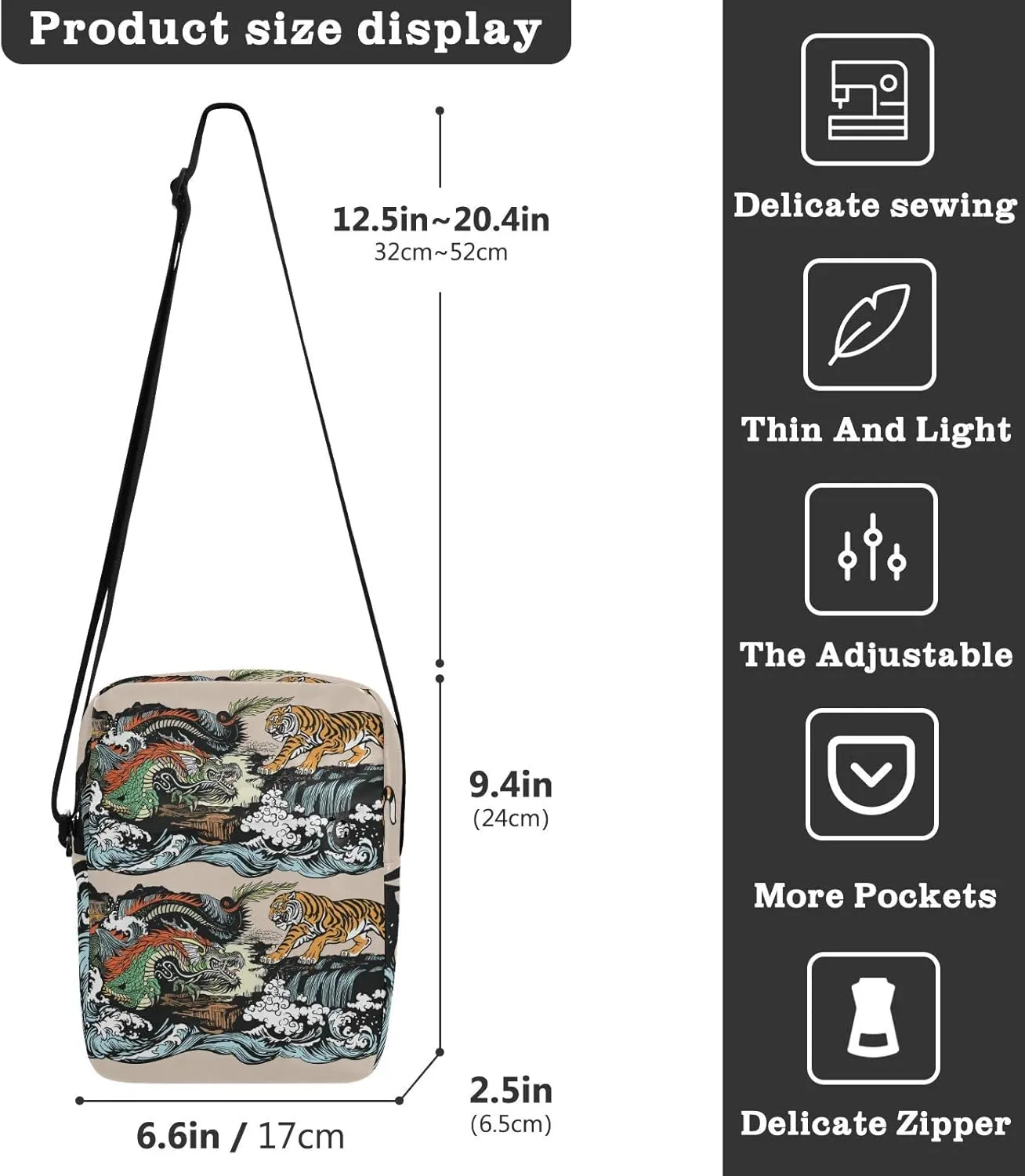 Oyihfvs Messenger Bag, Men's Crossbody Bag, Women's Crossbody Bag with Adjustable Strap