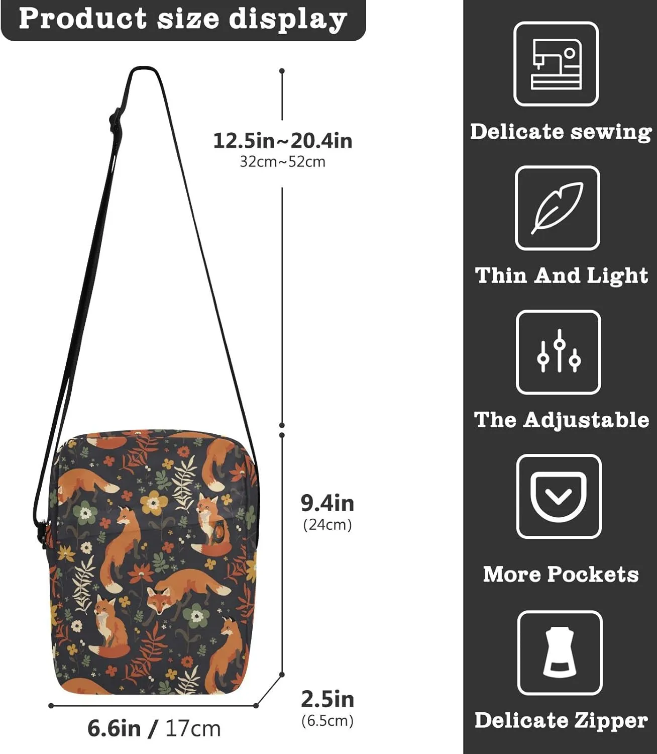 Oyihfvs Messenger Bag, Men's Crossbody Bag, Women's Crossbody Bag with Adjustable Strap