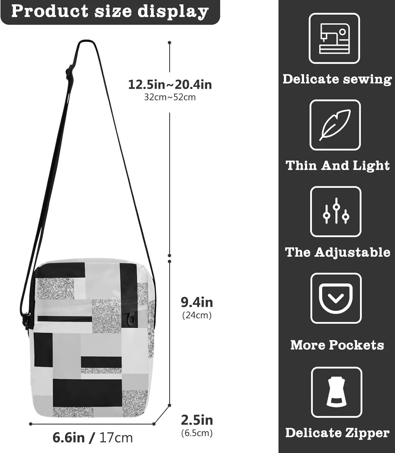 Oyihfvs Messenger Bag, Men's Crossbody Bag, Women's Crossbody Bag with Adjustable Strap