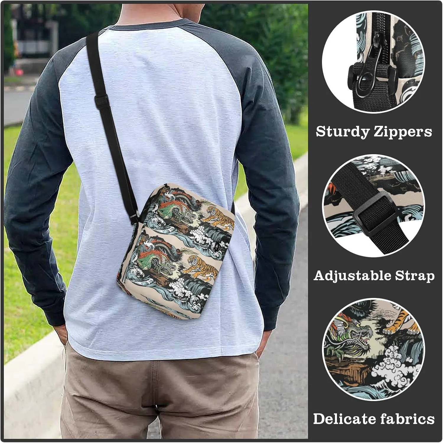Oyihfvs Messenger Bag, Men's Crossbody Bag, Women's Crossbody Bag with Adjustable Strap