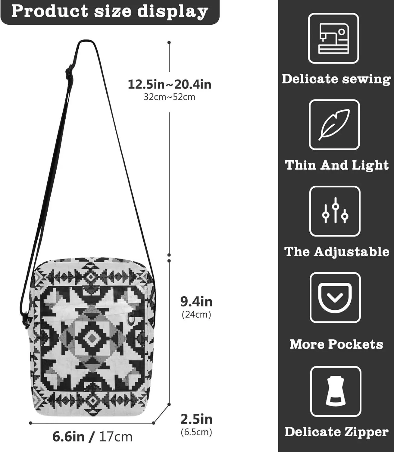 Oyihfvs Messenger Bag, Men's Crossbody Bag, Women's Crossbody Bag with Adjustable Strap