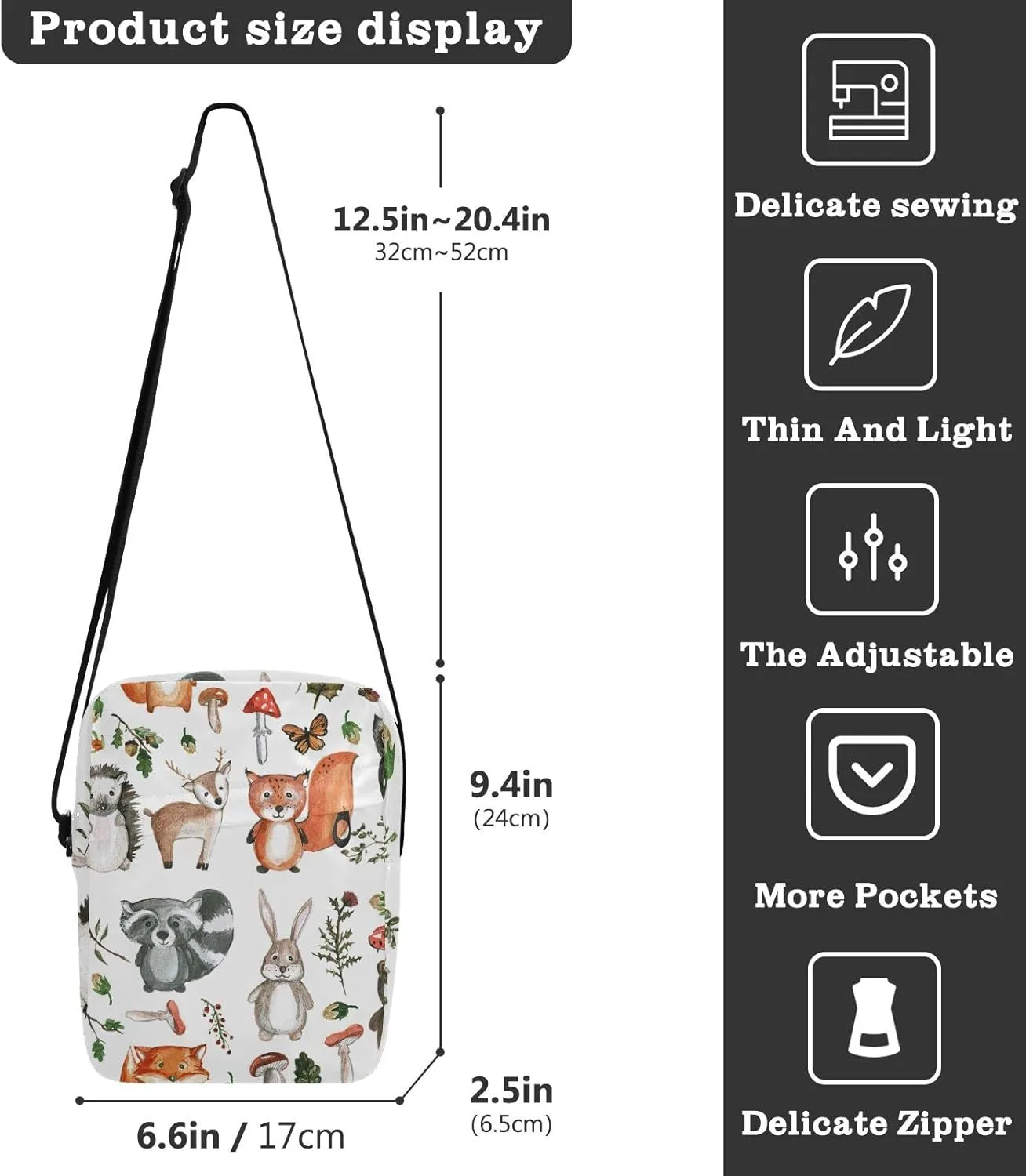 Oyihfvs Messenger Bag, Men's Crossbody Bag, Women's Crossbody Bag with Adjustable Strap