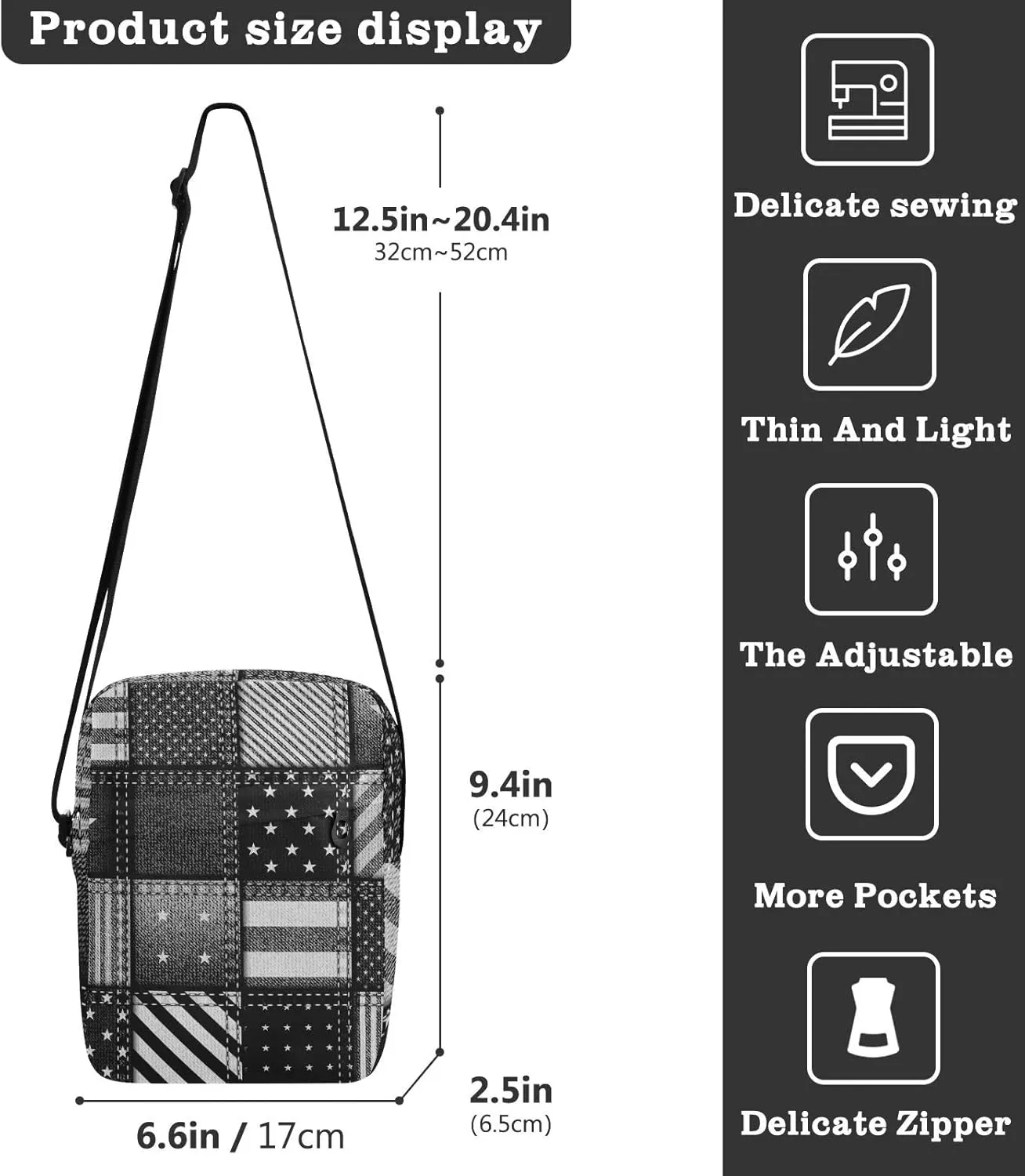 Oyihfvs Messenger Bag, Men's Crossbody Bag, Women's Crossbody Bag with Adjustable Strap