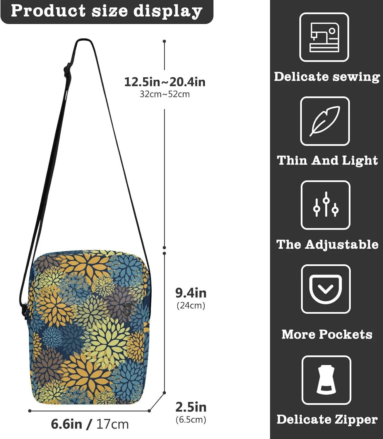 Oyihfvs Messenger Bag, Men's Crossbody Bag, Women's Crossbody Bag with Adjustable Strap