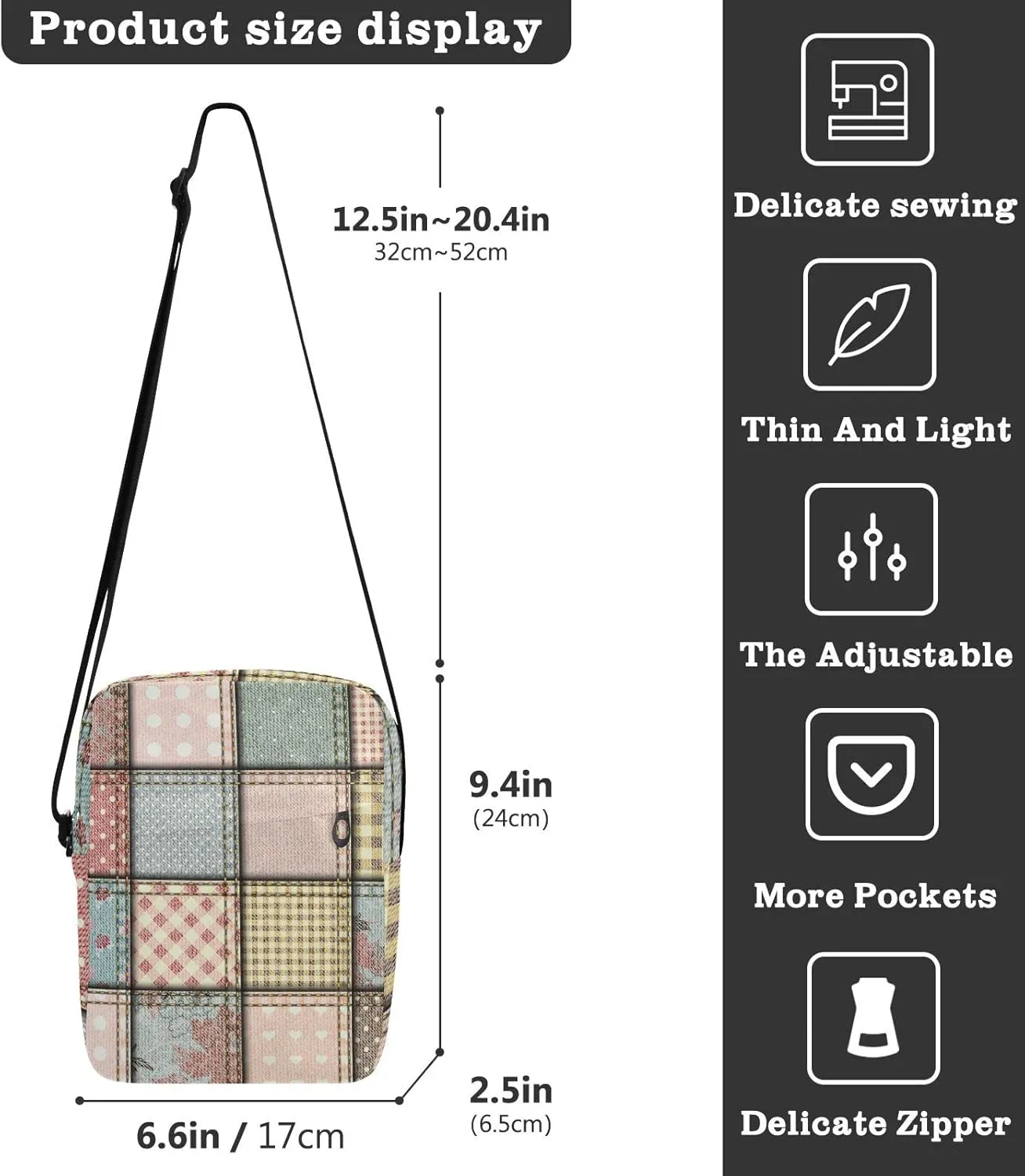 Oyihfvs Messenger Bag, Men's Crossbody Bag, Women's Crossbody Bag with Adjustable Strap