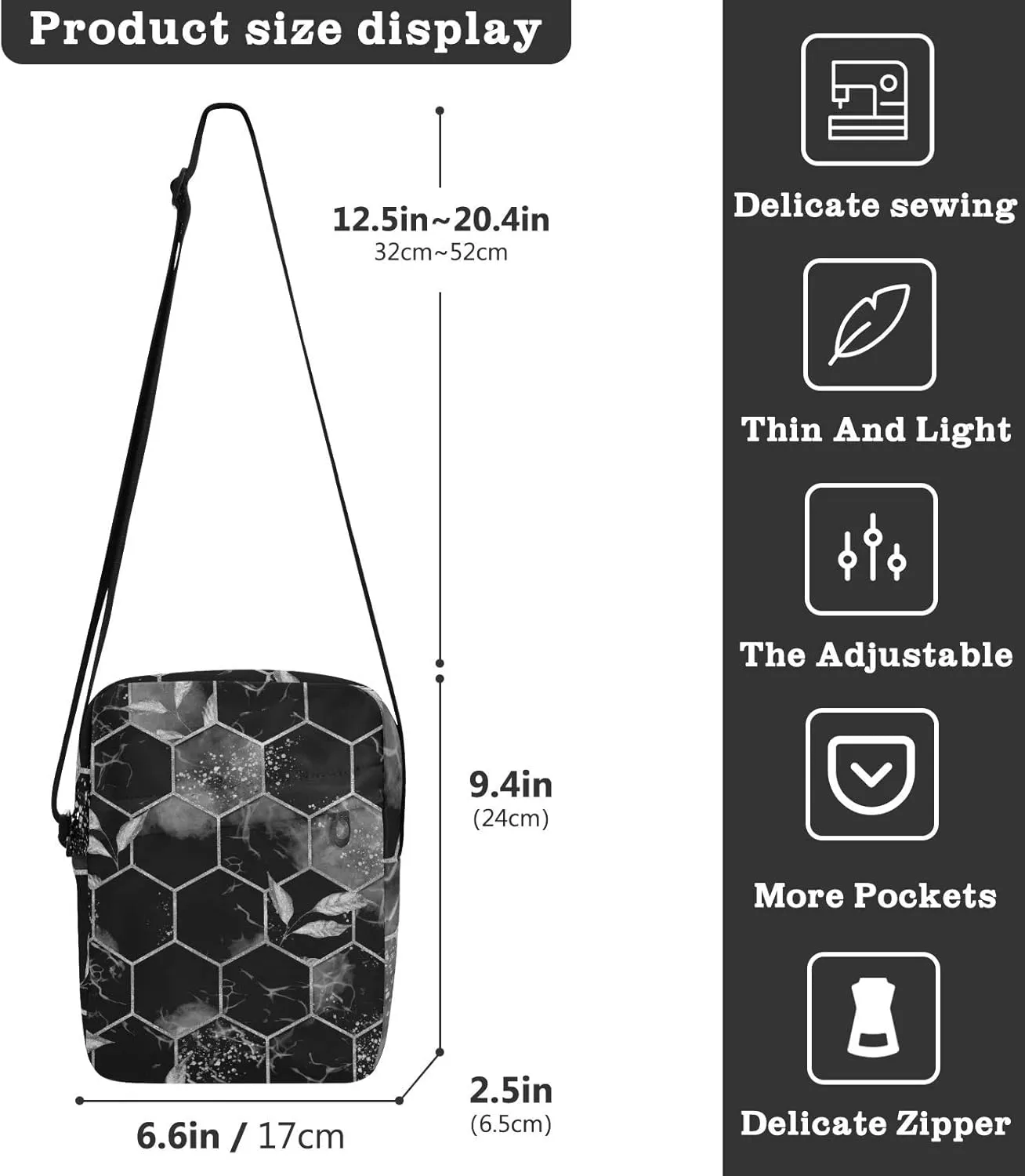 Oyihfvs Messenger Bag, Men's Crossbody Bag, Women's Crossbody Bag with Adjustable Strap