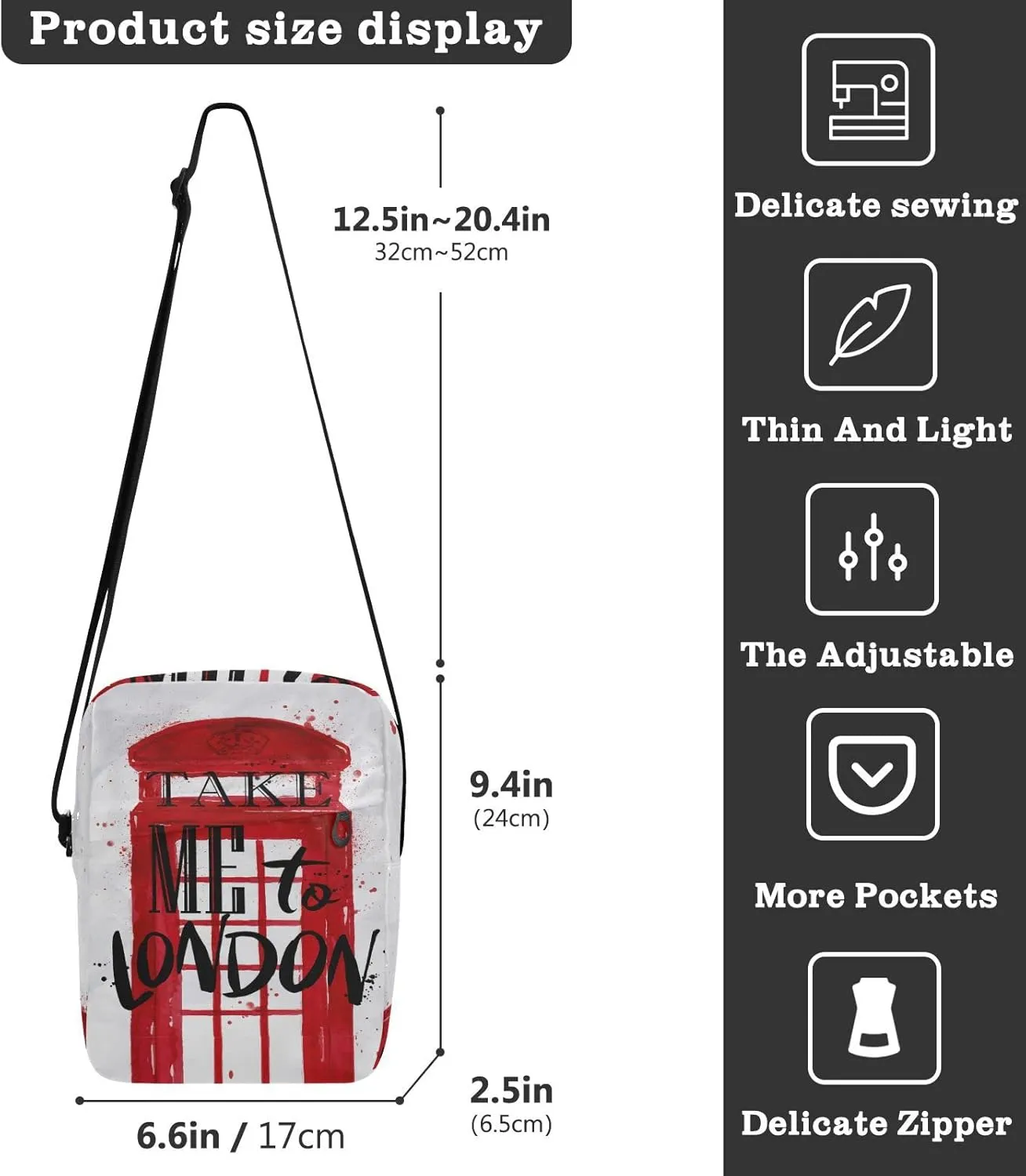 Oyihfvs Messenger Bag, Men's Crossbody Bag, Women's Crossbody Bag with Adjustable Strap