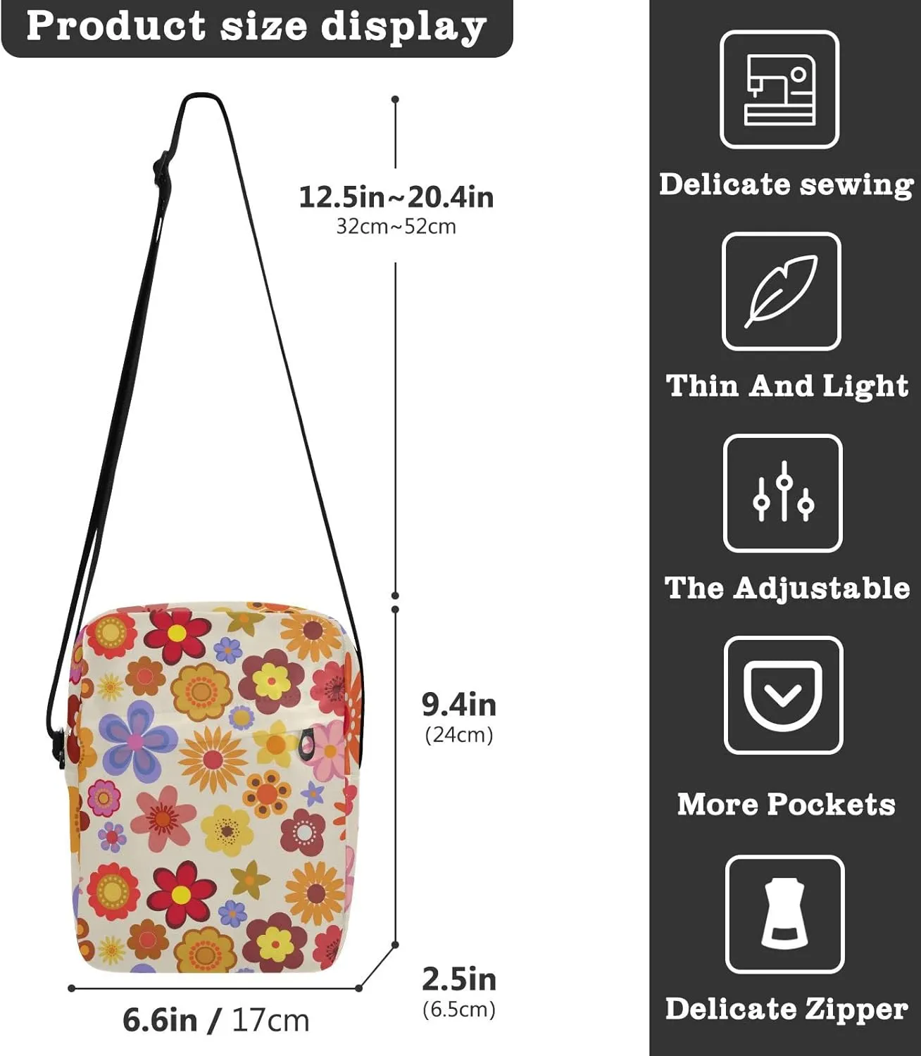 Oyihfvs Messenger Bag, Men's Crossbody Bag, Women's Crossbody Bag with Adjustable Strap
