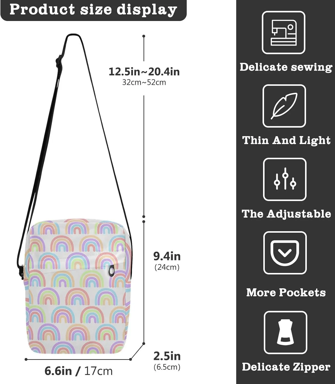 Oyihfvs Messenger Bag, Men's Crossbody Bag, Women's Crossbody Bag with Adjustable Strap