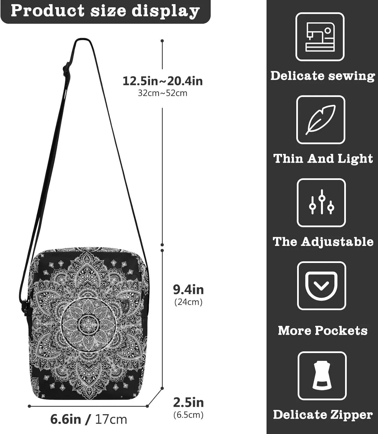 Oyihfvs Messenger Bag, Men's Crossbody Bag, Women's Crossbody Bag with Adjustable Strap