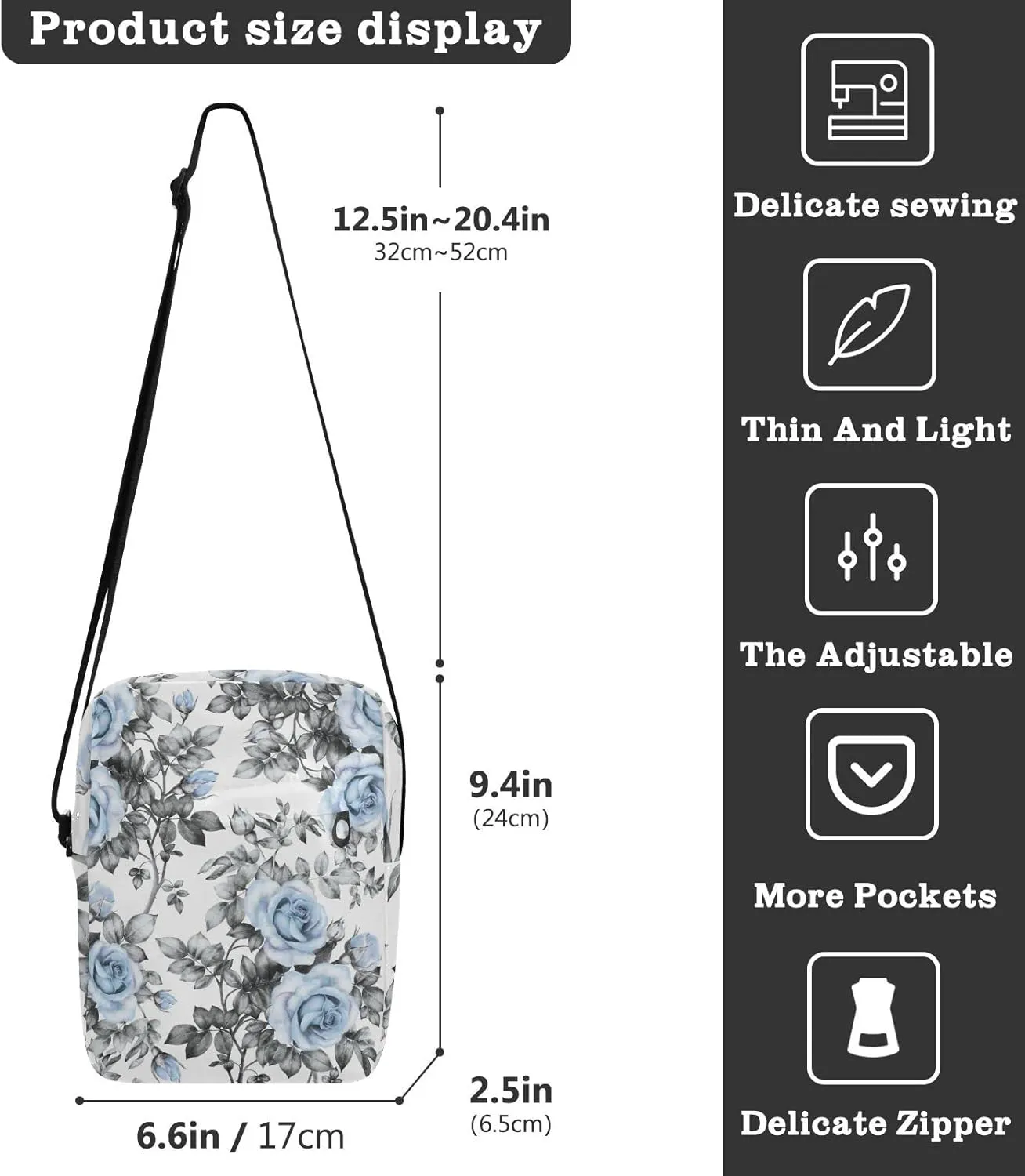 Oyihfvs Messenger Bag, Men's Crossbody Bag, Women's Crossbody Bag with Adjustable Strap
