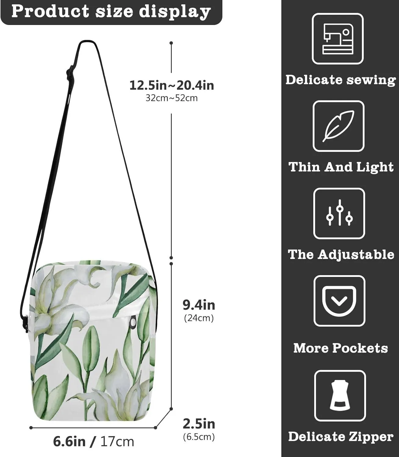 Oyihfvs Messenger Bag, Men's Crossbody Bag, Women's Crossbody Bag with Adjustable Strap