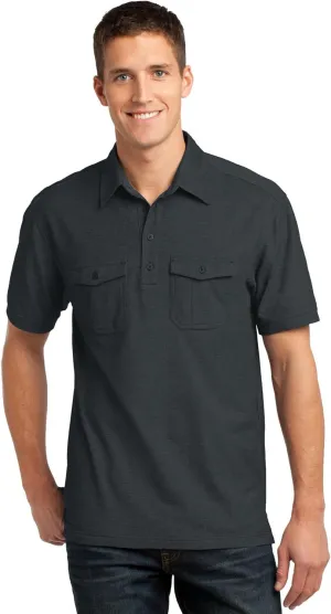 PA Oxford Pique Double Pocket Polo 3XL Black/ Monument Grey