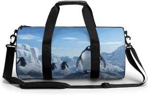 Penguin Antarctica Ice_79047344 Sport Gym Duffle Travel Bag for Women Men Overnight Weekender Bag with Shoe Compartment,Wet Pocket, style