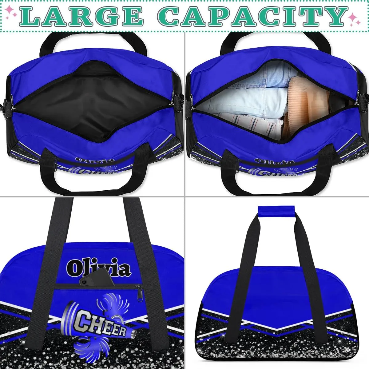 Personalized Cheer Bag Sport Duffel Bag Dance Bag for Girl Gifts, Overnight Duffel Bags Cheerleader for Kids Personalized Gymnastics Duffel Bag Cheerleading Gifts
