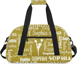 Personalized Cheer Bag Sport Duffel Bag for Cheerleader Custom Dance Overnight Weekender Bags Personalized Gymnastics Bag Cheerleading Gifts, Brown
