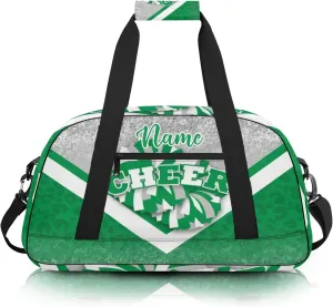 Personalized Cheer Duffle Bag for Cheerleaders, Custom Cheerleading Gym Bag for Women, Cheer Duffel Bag with Name (Silver&Green)