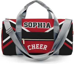Personalized Cheer Red Black Cheerleader Duffel Bag Travel Bag with Shoes Compartment Gym Yoga Sport Men Women Waterproof with Name