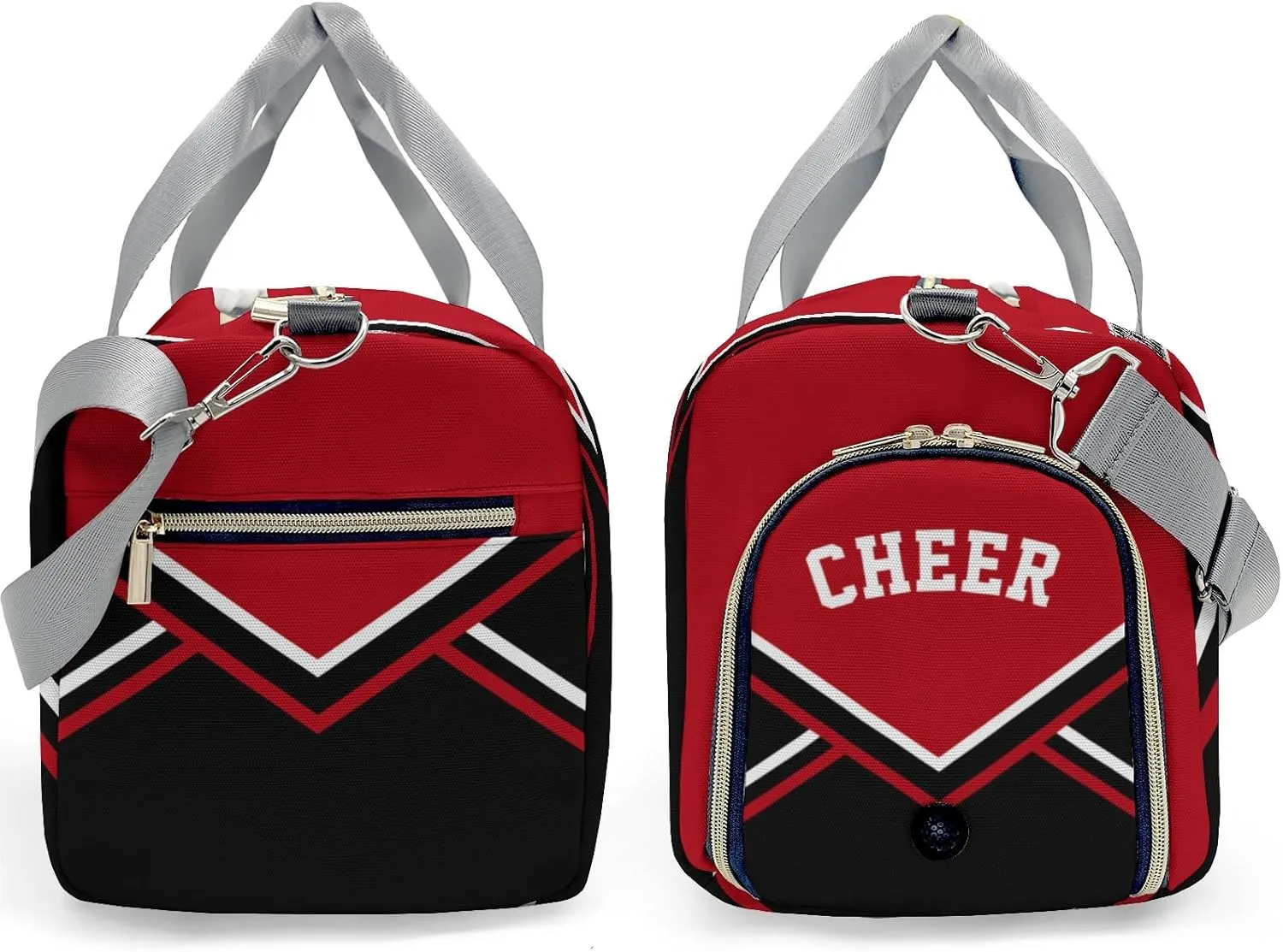 Personalized Cheer Red Black Cheerleader Duffel Bag Travel Bag with Shoes Compartment Gym Yoga Sport Men Women Waterproof with Name