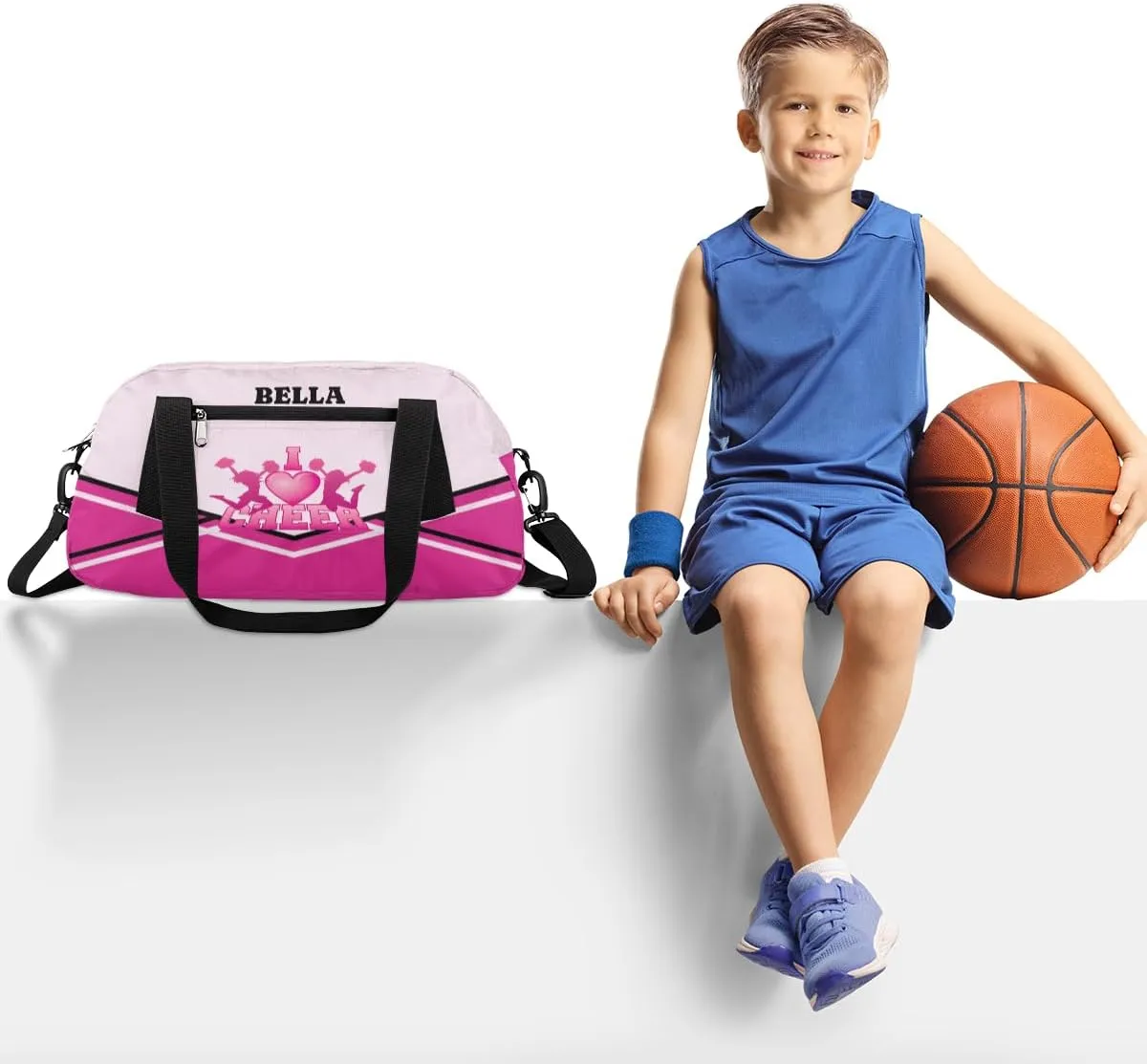 Personalized Cheerleader Bag Dance Bag for Girl, Custom Gym Bag Sport Duffel Bag, Weekender Bags Travel Duffel Bag Cheerleader Pink Girl