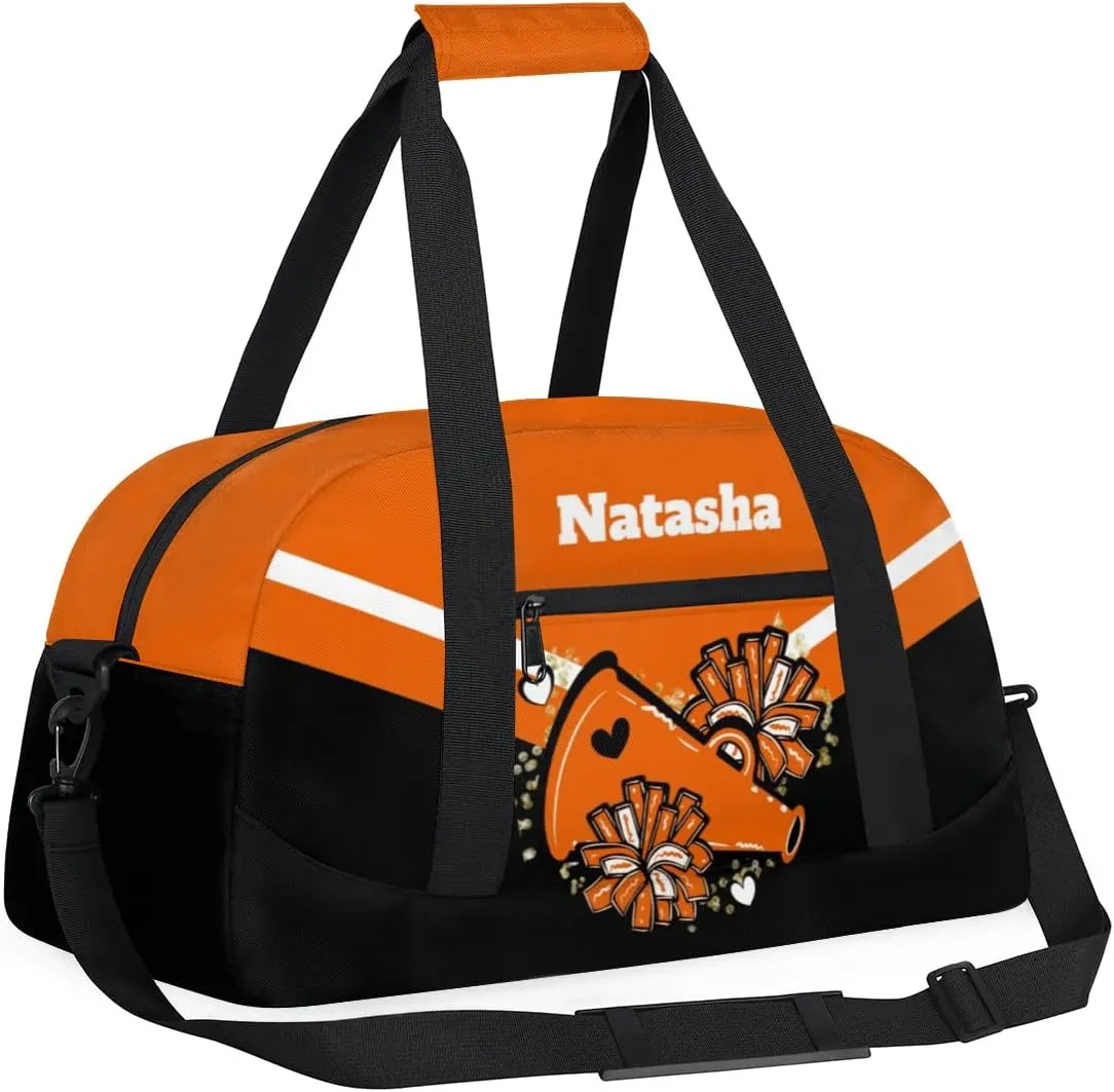 Personalized Cheerleader Bag Dance Bag for Girl, Custom Team Bag Gymnastics Bag Sport Duffel Bag, Weekender Bags Travel Duffel Bag for Cheer Team Orange Cheerleader