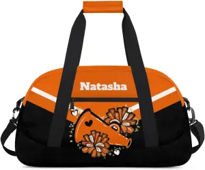 Personalized Cheerleader Bag Dance Bag for Girl, Custom Team Bag Gymnastics Bag Sport Duffel Bag, Weekender Bags Travel Duffel Bag for Cheer Team Orange Cheerleader