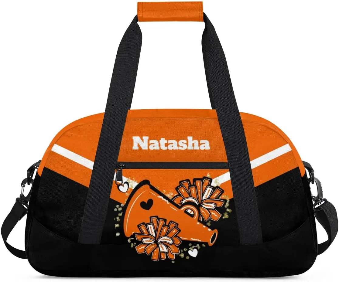 Personalized Cheerleader Bag Dance Bag for Girl, Custom Team Bag Gymnastics Bag Sport Duffel Bag, Weekender Bags Travel Duffel Bag for Cheer Team Orange Cheerleader