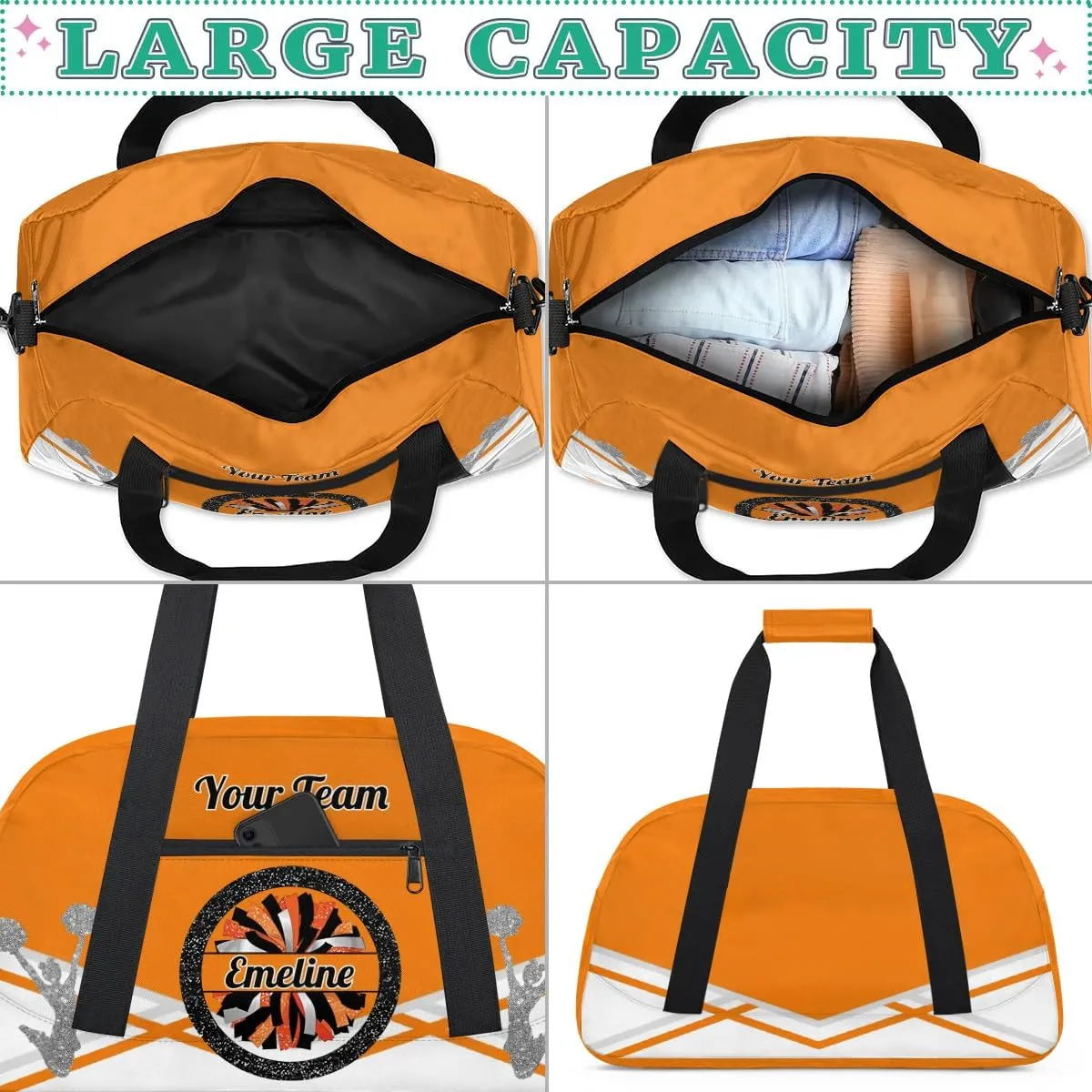 Personalized Cheerleader Bag Dance Bag for Girl, Overnight Duffel Bags Cheerleader for Kids Personalized Sport Gym Bag, Gymnastics Duffel Bag - Cheerleading Gifts