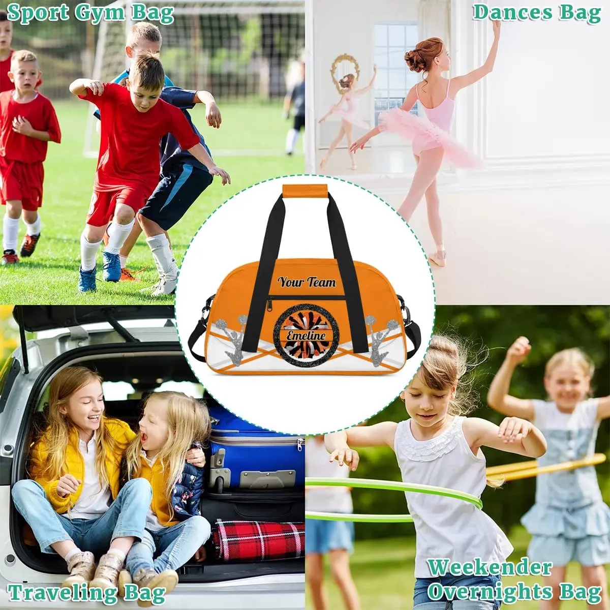 Personalized Cheerleader Bag Dance Bag for Girl, Overnight Duffel Bags Cheerleader for Kids Personalized Sport Gym Bag, Gymnastics Duffel Bag - Cheerleading Gifts