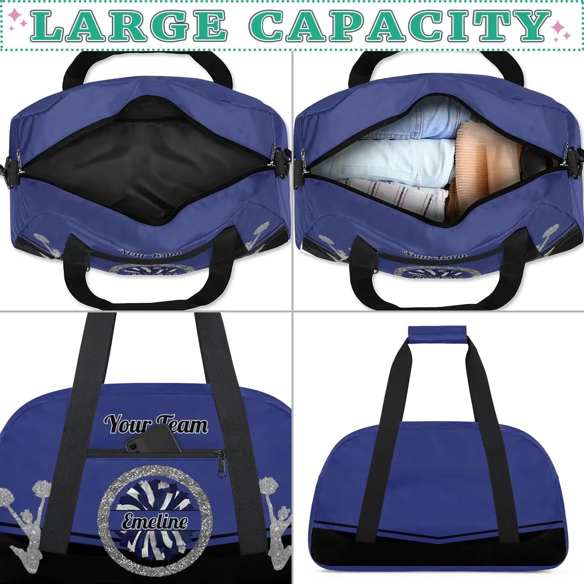 Personalized Cheerleader Bag Dance Bag for Girl, Overnight Duffel Bags Cheerleader for Kids Personalized Sport Gym Bag, Gymnastics Duffel Bag - Cheerleading Gifts