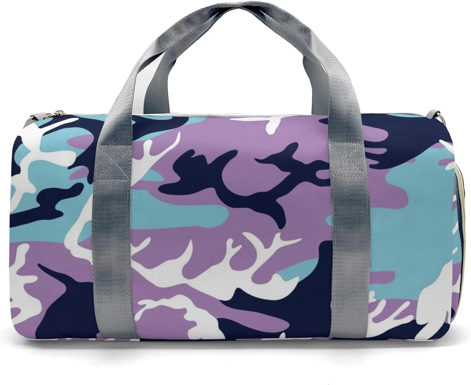 Personalized Custom Camo Purple Navy Blue Travel Duffel Bag Large Capacity Multifunctional Sports Daypack with Name