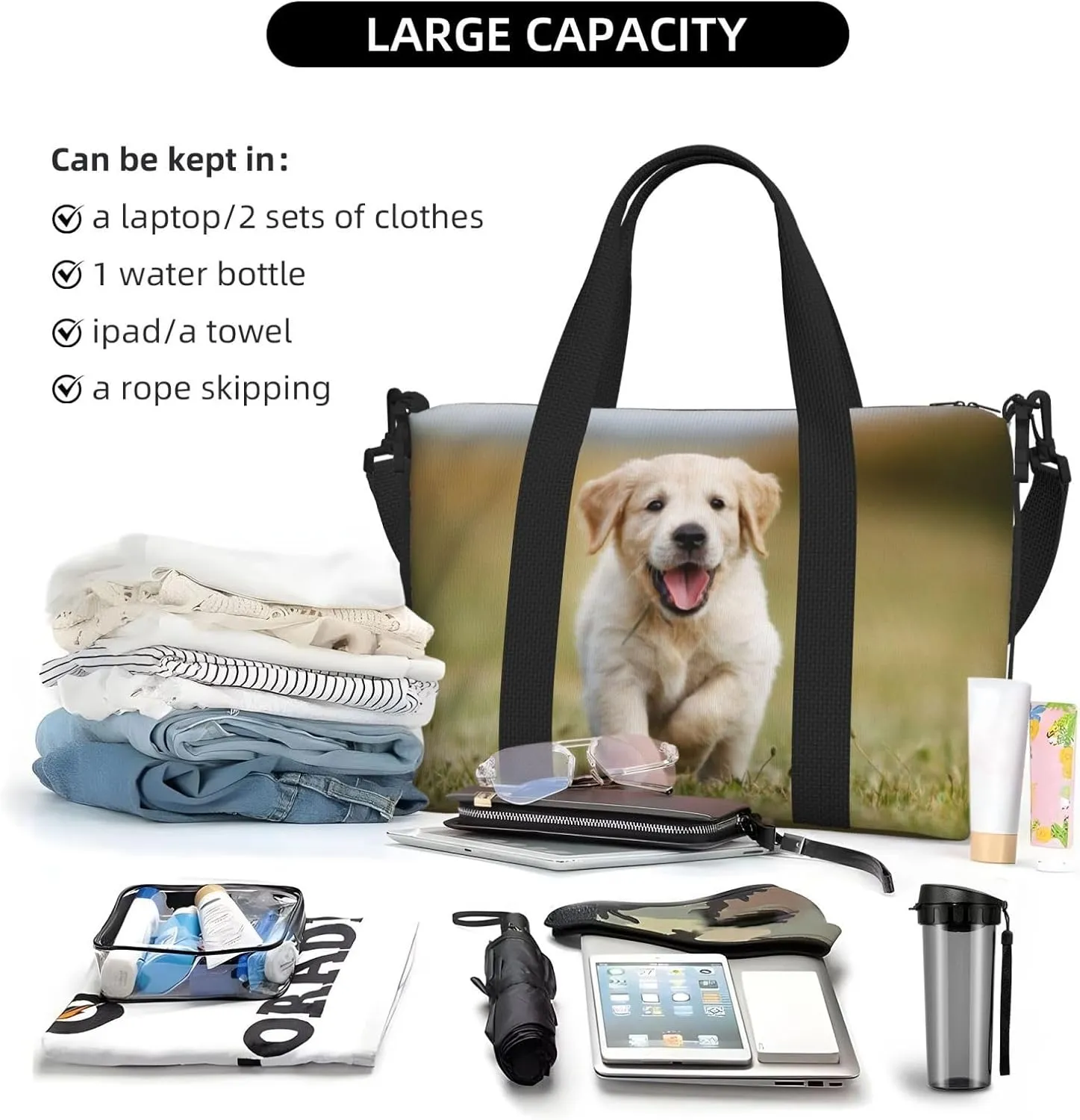 Personalized Custom Gym Travel Sports Duffle Bag for Women & Men, Customized Photo Text Getaway Weekend Overnight Bag
