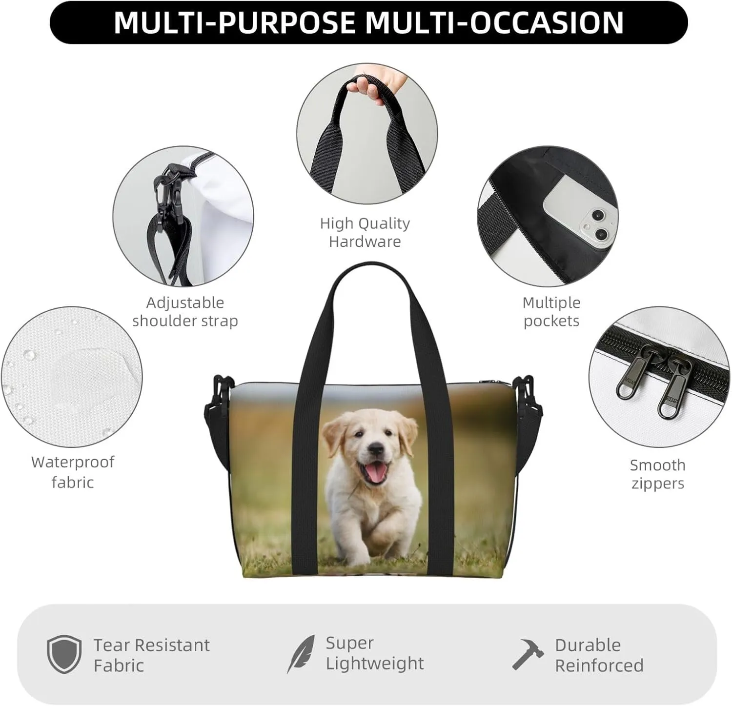 Personalized Custom Gym Travel Sports Duffle Bag for Women & Men, Customized Photo Text Getaway Weekend Overnight Bag