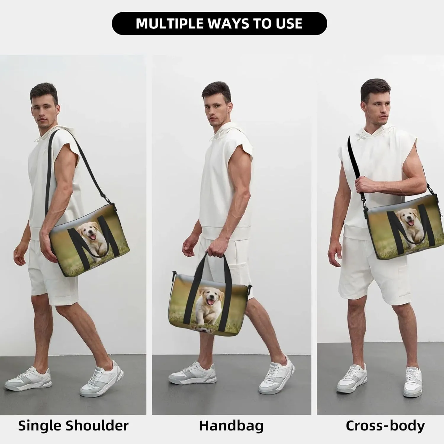 Personalized Custom Gym Travel Sports Duffle Bag for Women & Men, Customized Photo Text Getaway Weekend Overnight Bag