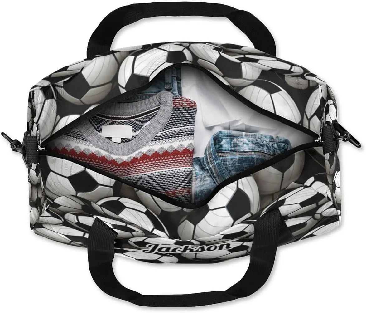 Personalized Custom Kids Duffel Bags, Customized Sports Gym Bag Girls Dance Bag Travel Duffel Bag Overnight Weekender Sleepover Carry On Tote Bag for Boys Girls,Sports Football Soccer