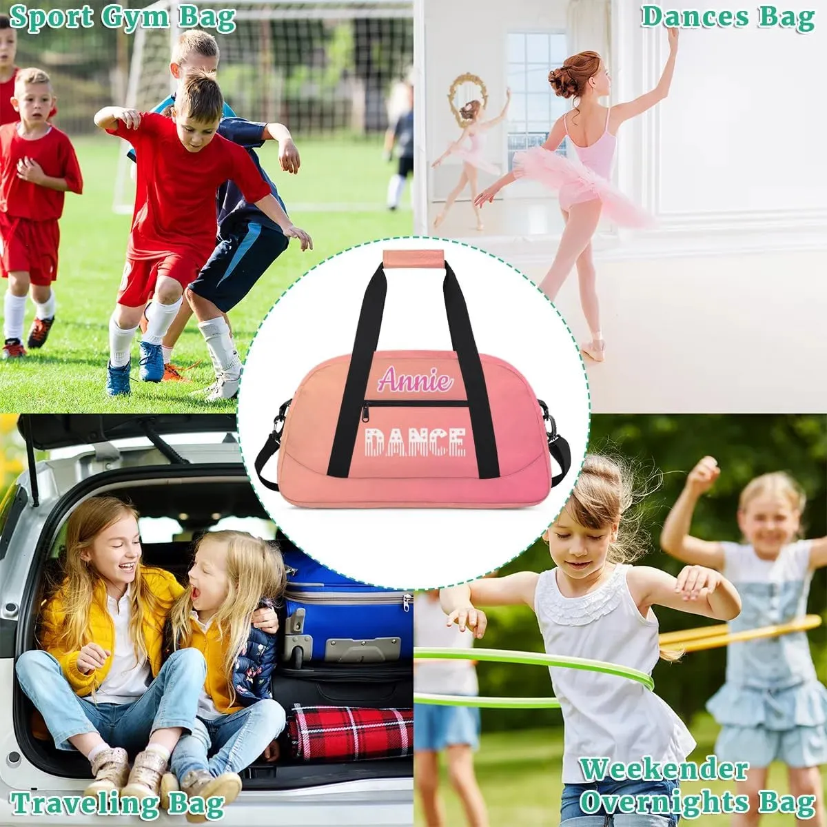 Personalized Dance Bag Cheerleading Bag for Girl Gifts, Overnight Duffel Bags Cheerleader for Kids Personalized Sport Gym Bag, Gymnastics Duffel Bag