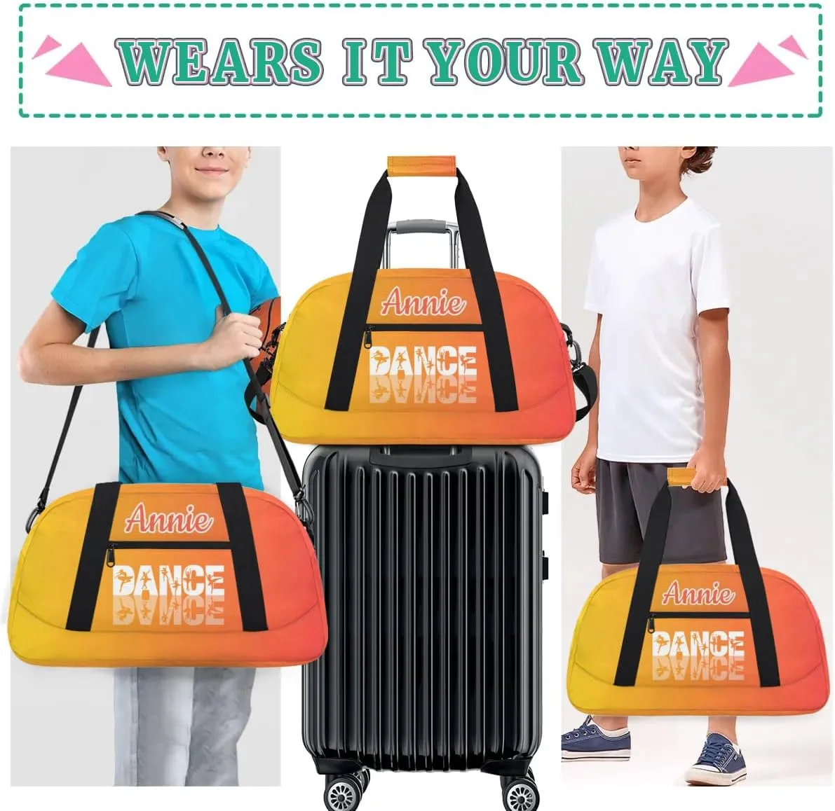 Personalized Dance Bag Cheerleading Bag for Girl Gifts, Overnight Duffel Bags Cheerleader for Kids Personalized Sport Gym Bag, Gymnastics Duffel Bag