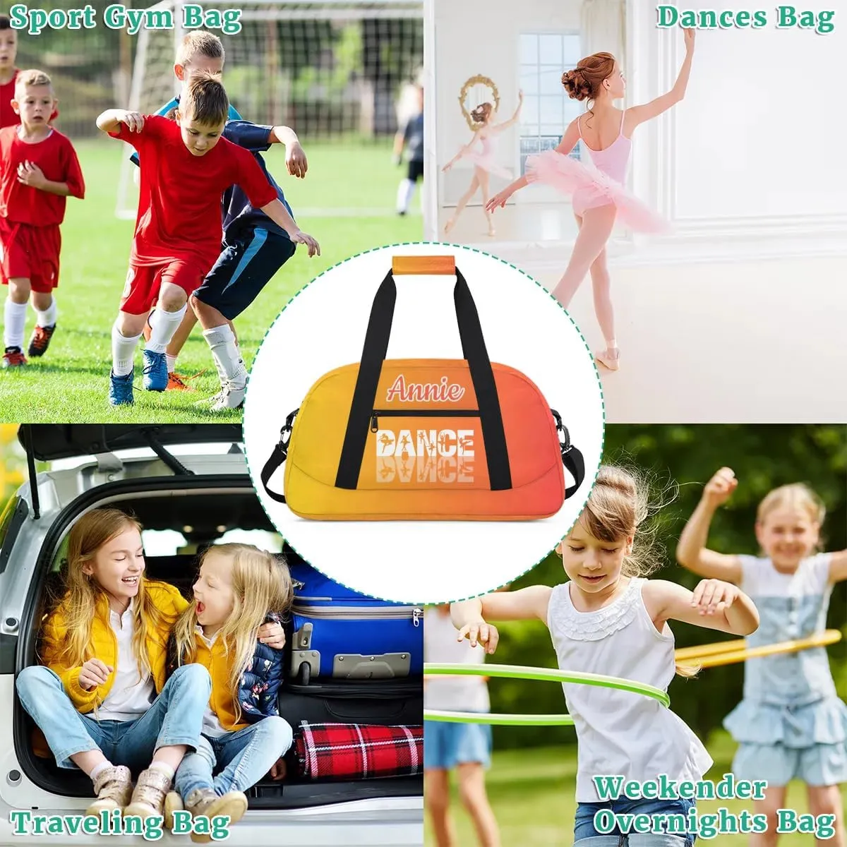 Personalized Dance Bag Cheerleading Bag for Girl Gifts, Overnight Duffel Bags Cheerleader for Kids Personalized Sport Gym Bag, Gymnastics Duffel Bag