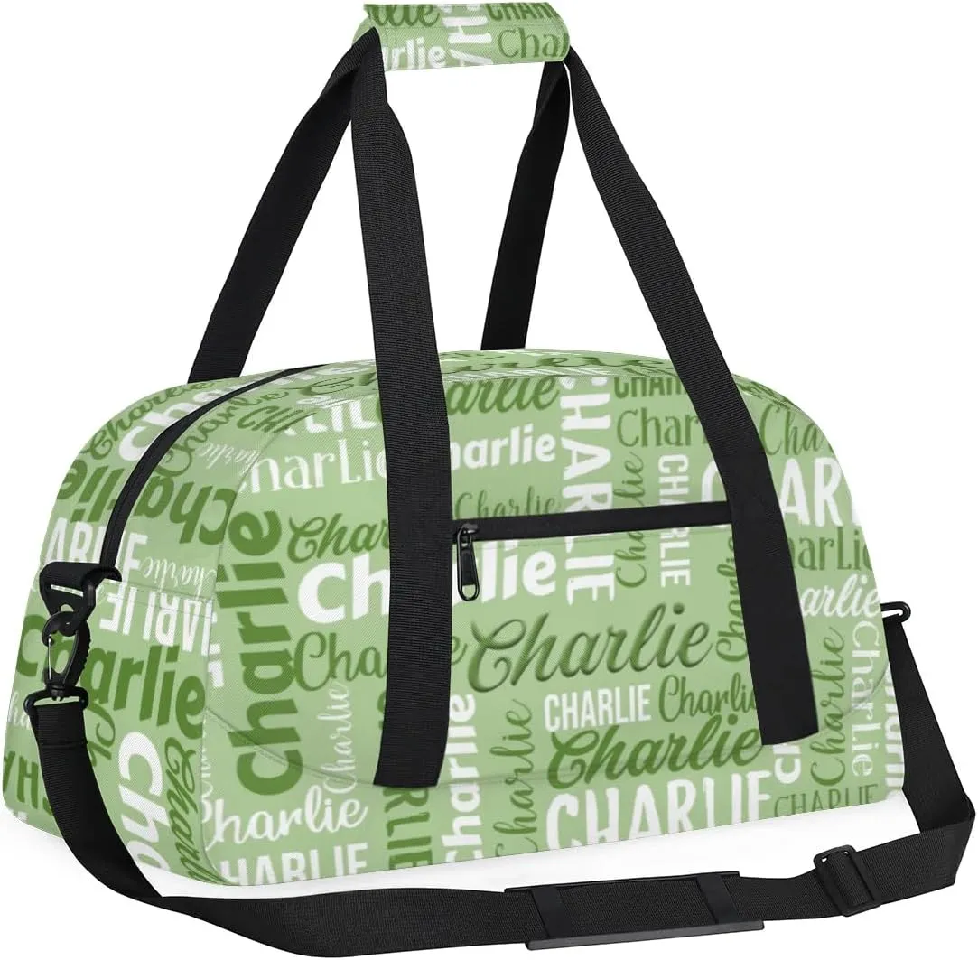Personalized Dance Bag Duffel Bag for Girl, Custom Gym Bag Sport Duffel Bag, Ballet Bag Gymnastics Bag Cheerleader Weekender Bags Travel Bag for Kids Green Text Name