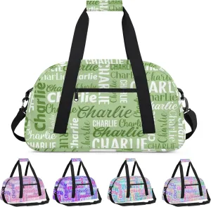 Personalized Dance Bag Duffel Bag for Girl, Custom Gym Bag Sport Duffel Bag, Ballet Bag Gymnastics Bag Cheerleader Weekender Bags Travel Bag for Kids Green Text Name