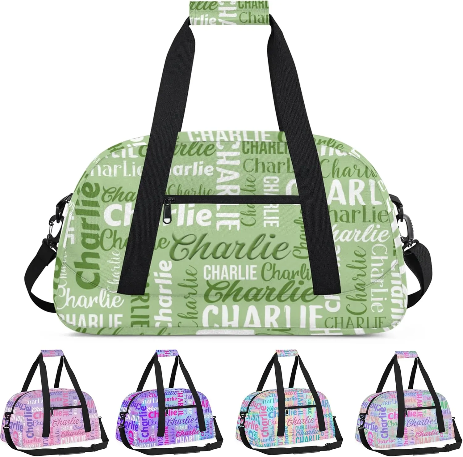 Personalized Dance Bag Duffel Bag for Girl, Custom Gym Bag Sport Duffel Bag, Ballet Bag Gymnastics Bag Cheerleader Weekender Bags Travel Bag for Kids Green Text Name