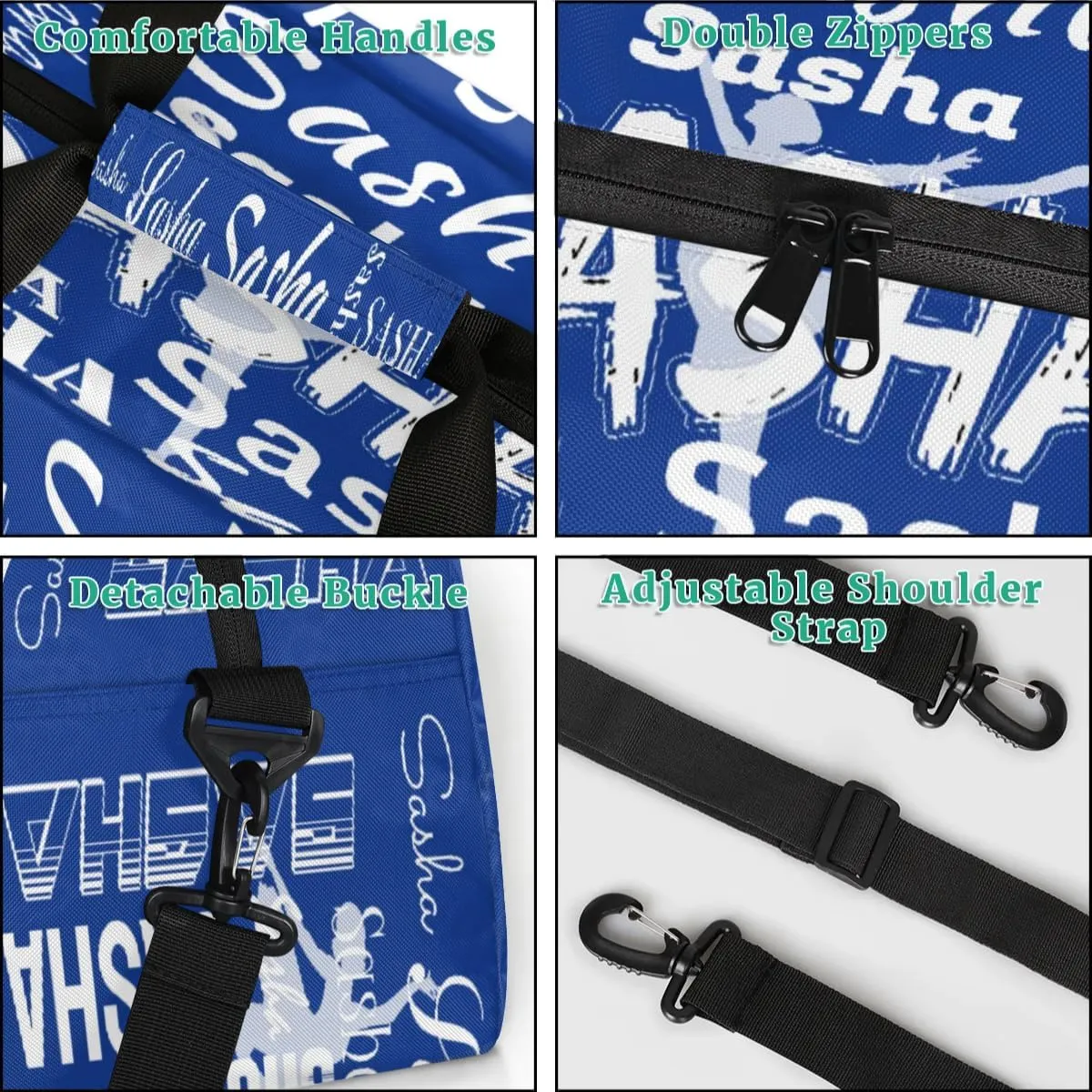 Personalized Dance Bag Duffel Bag for Women, Custom Gym Bag Sport Duffel Bag, Ballet Bag Cheerleader Weekender Bags Travel Bag for Ballet, Cobalt Blue