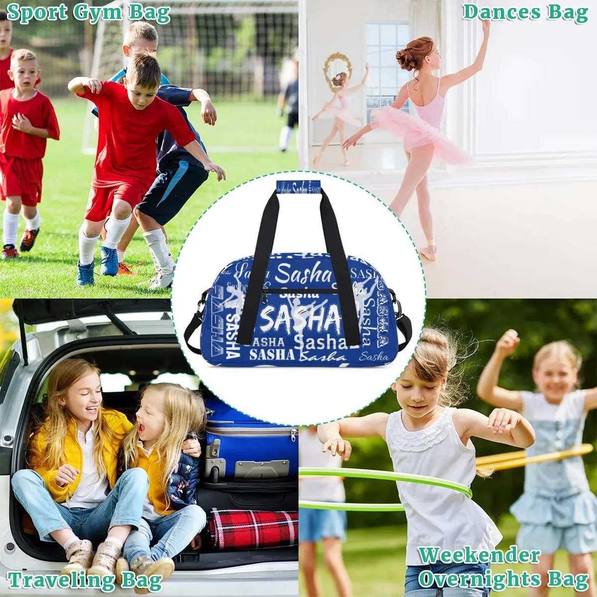 Personalized Dance Bag Duffel Bag for Women, Custom Gym Bag Sport Duffel Bag, Ballet Bag Cheerleader Weekender Bags Travel Bag for Ballet, Cobalt Blue