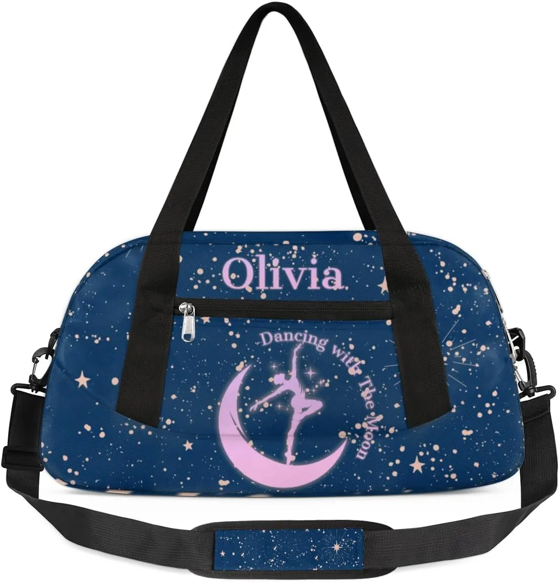 Personalized Dance Bag Gym Bag for Girls, Custom Sports Duffel Bag for Kids, Weekender Bags Travel Duffle Bag, Dancing with The Moon