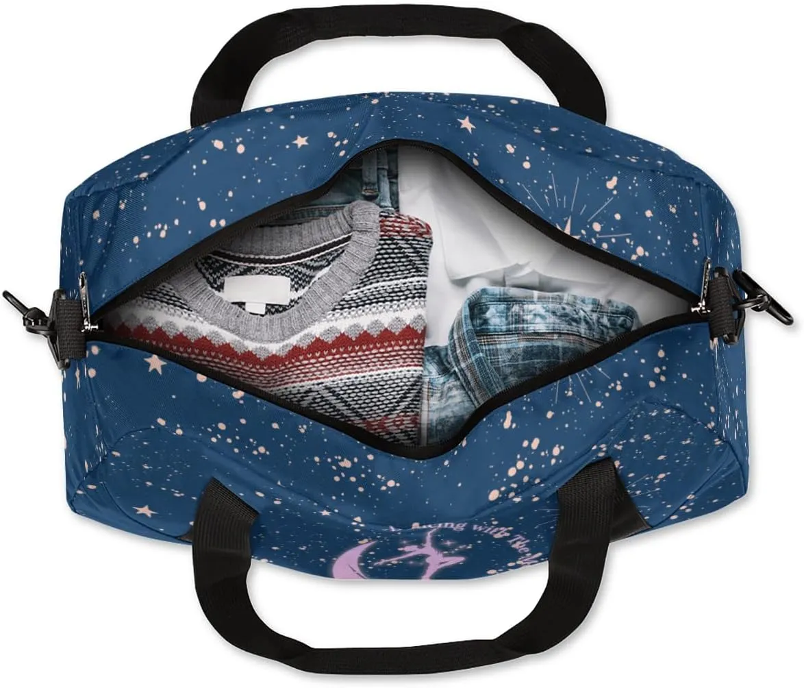 Personalized Dance Bag Gym Bag for Girls, Custom Sports Duffel Bag for Kids, Weekender Bags Travel Duffle Bag, Dancing with The Moon