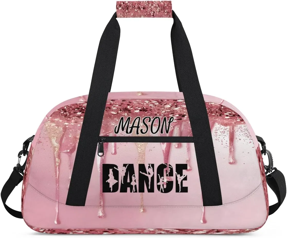 Personalized Dance Bag Gym Bag for Women, Custom Sport Duffel Bag Overnight Weekender Bags Travel Duffel Bag, Fluids Pink