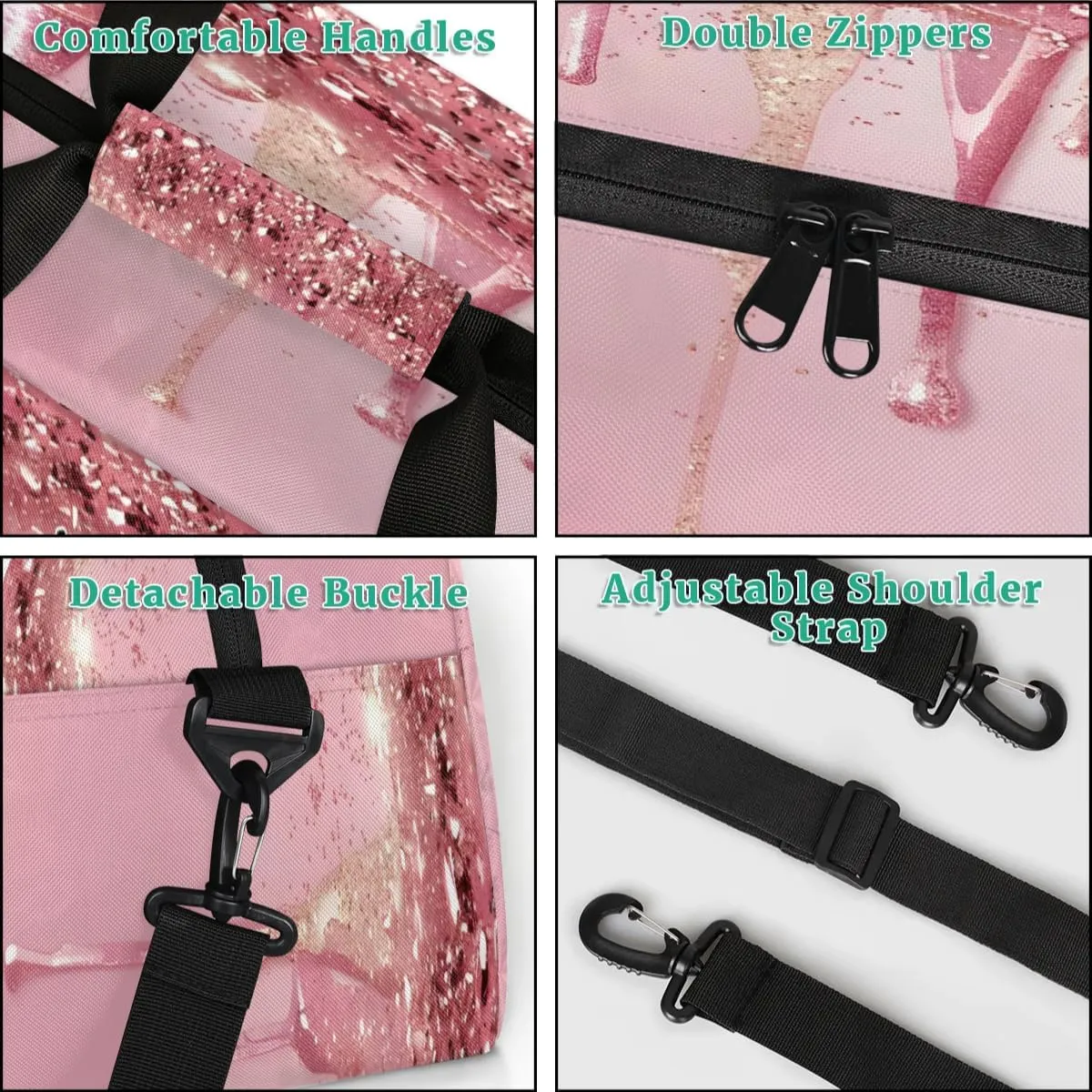 Personalized Dance Bag Gym Bag for Women, Custom Sport Duffel Bag Overnight Weekender Bags Travel Duffel Bag, Fluids Pink