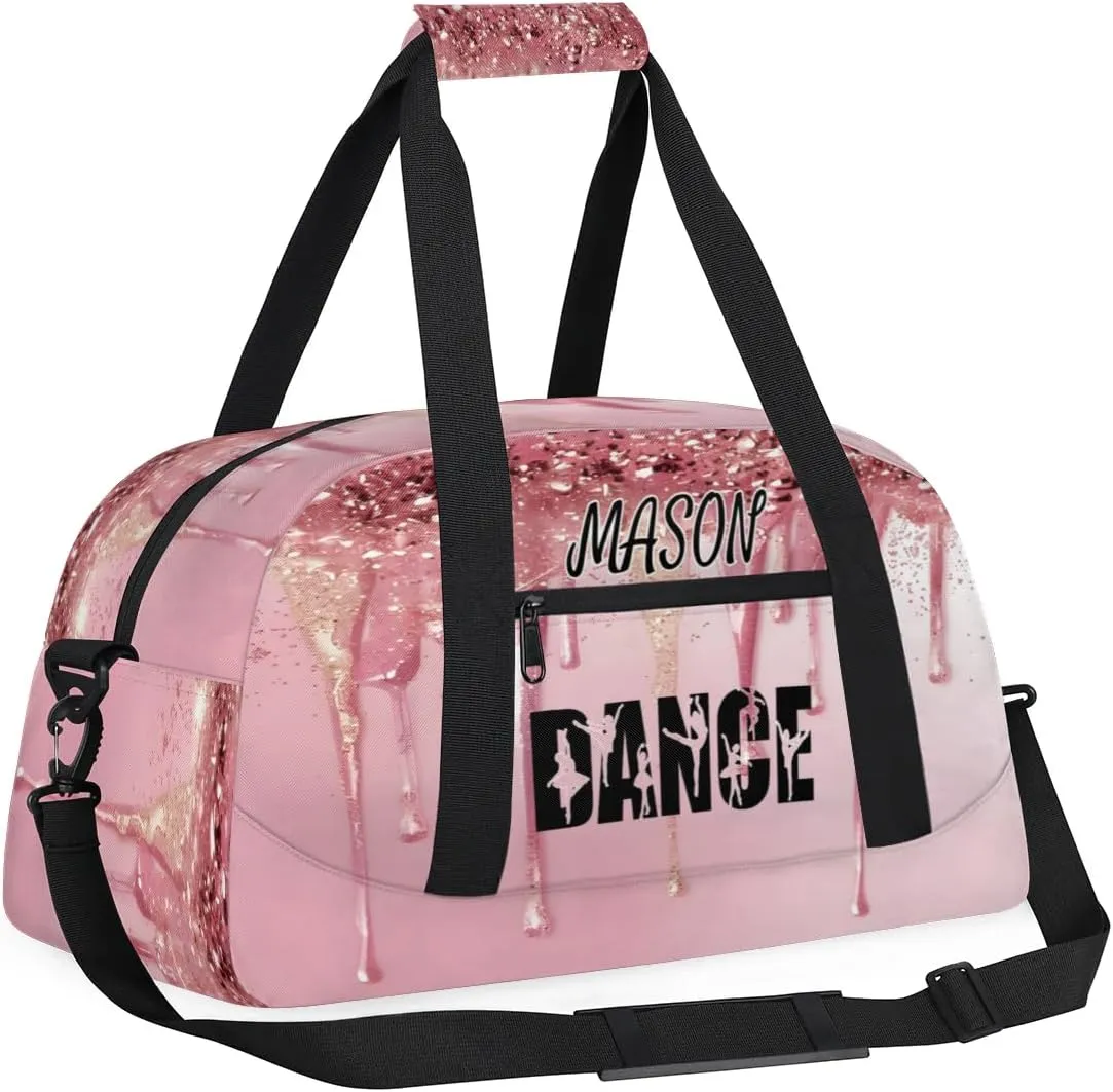 Personalized Dance Bag Gym Bag for Women, Custom Sport Duffel Bag Overnight Weekender Bags Travel Duffel Bag, Fluids Pink